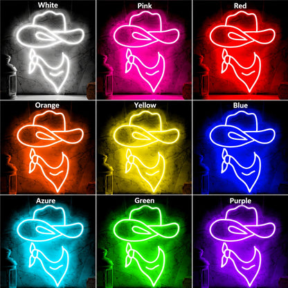 Cowboy Hat Face Neon Sign LED Neon Sign color grid