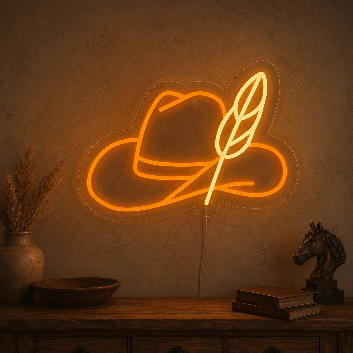Cowboy Hat Feather LED Neon Sign - Shineneon