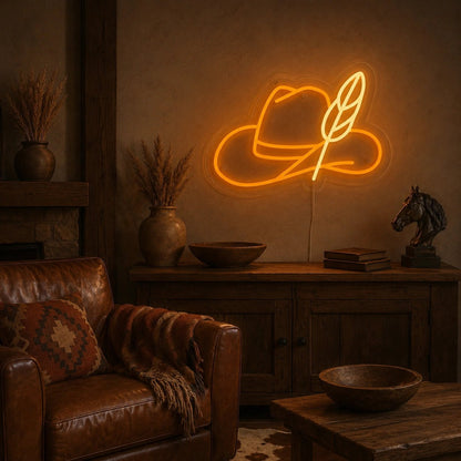 Cowboy Hat Feather LED Neon Sign - Shineneon