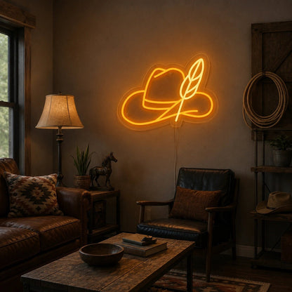 Cowboy Hat Feather LED Neon Sign - Shineneon