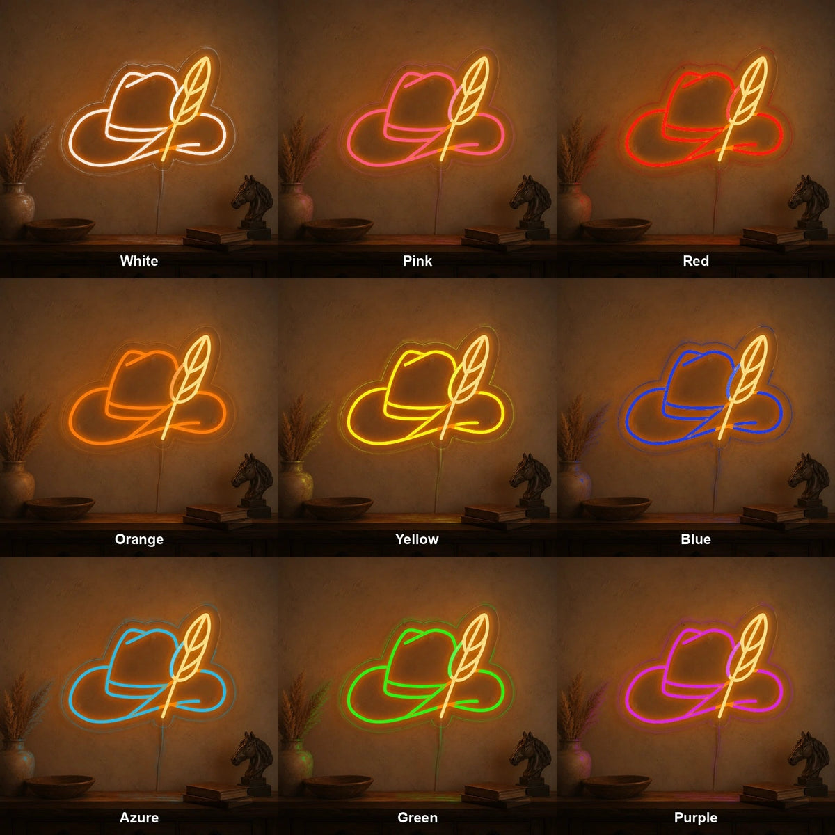 Cowboy Hat Feather LED Neon Sign - Shineneon