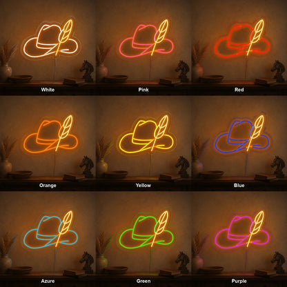 Cowboy Hat Feather LED Neon Sign - Shineneon