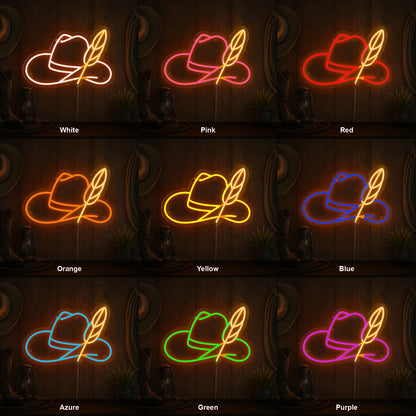 Cowboy Hat Feather LED Neon Sign Man Cave Neon Sign color grid