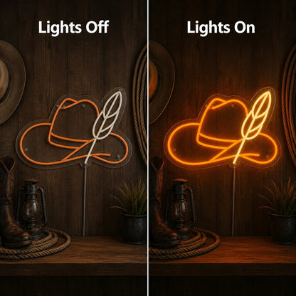 Cowboy Hat Feather LED Neon Sign Man Cave Neon Sign - Shineneon