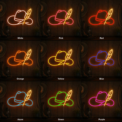 Cowboy Hat Feather LED Neon Sign Man Cave Neon Sign - Shineneon