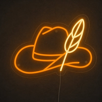 Cowboy Hat Feather Vintage LED Neon Sign main product image