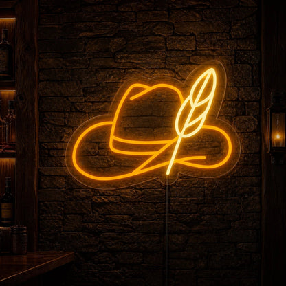 Cowboy Hat Feather Vintage LED Neon Sign - Shineneon