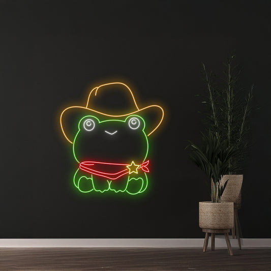 Cowboy Hat Frog Led Sign Frog Cowboy Neon Lights