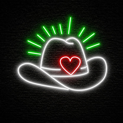 Cowboy Hat Heart Vintage LED Neon Sign - Shineneon