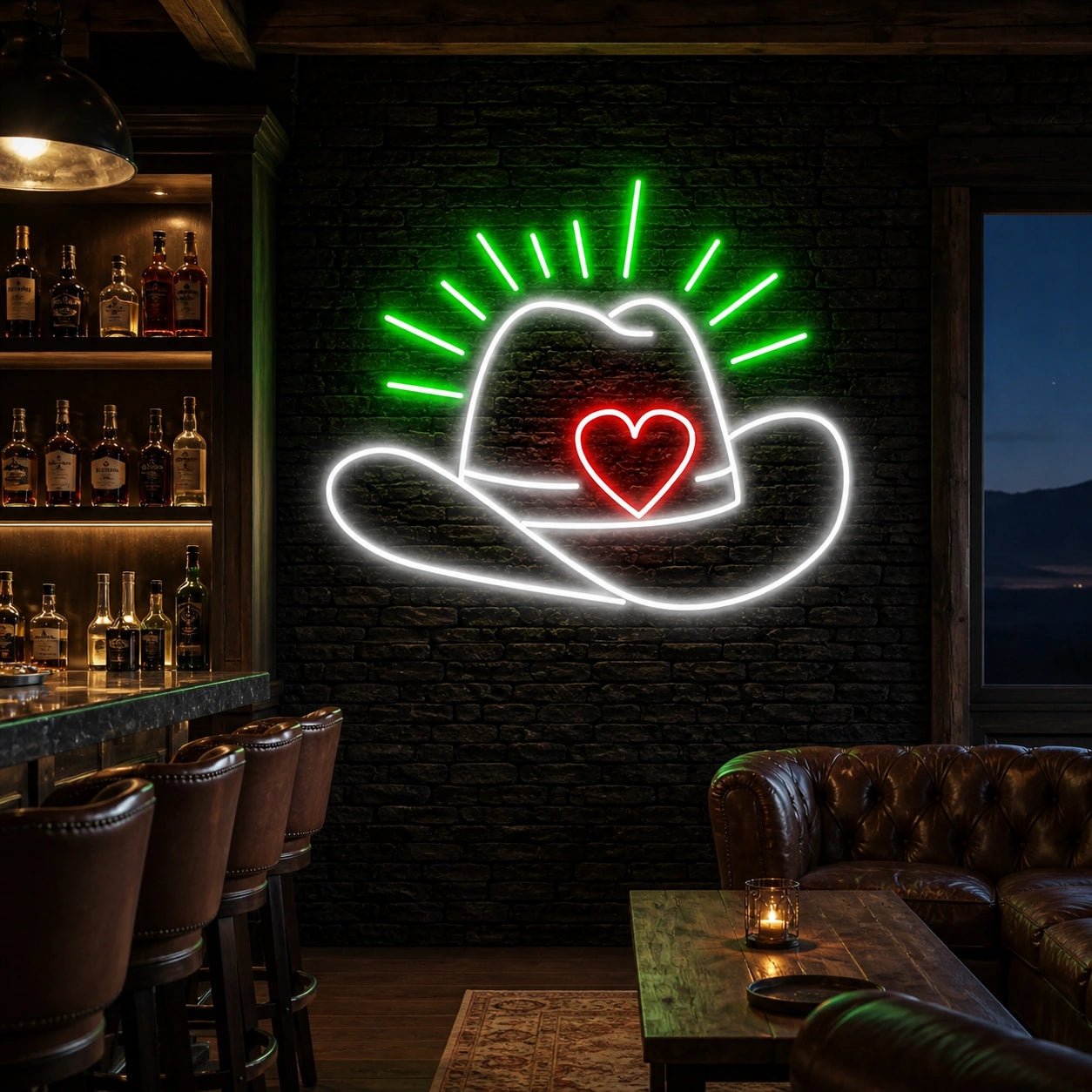 Cowboy Hat Heart Vintage LED Neon Sign - Shineneon