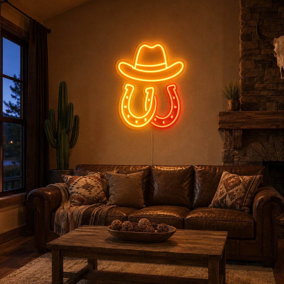 Cowboy Hat Horseshoes LED Neon Sign - Shineneon