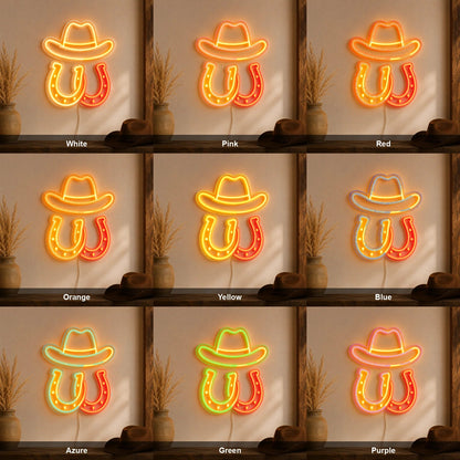 Cowboy Hat Horseshoes LED Neon Sign - Shineneon
