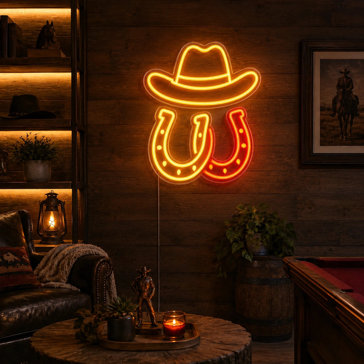 Cowboy Hat Horseshoes LED Neon Sign Man Cave Neon Sign high-converting product image