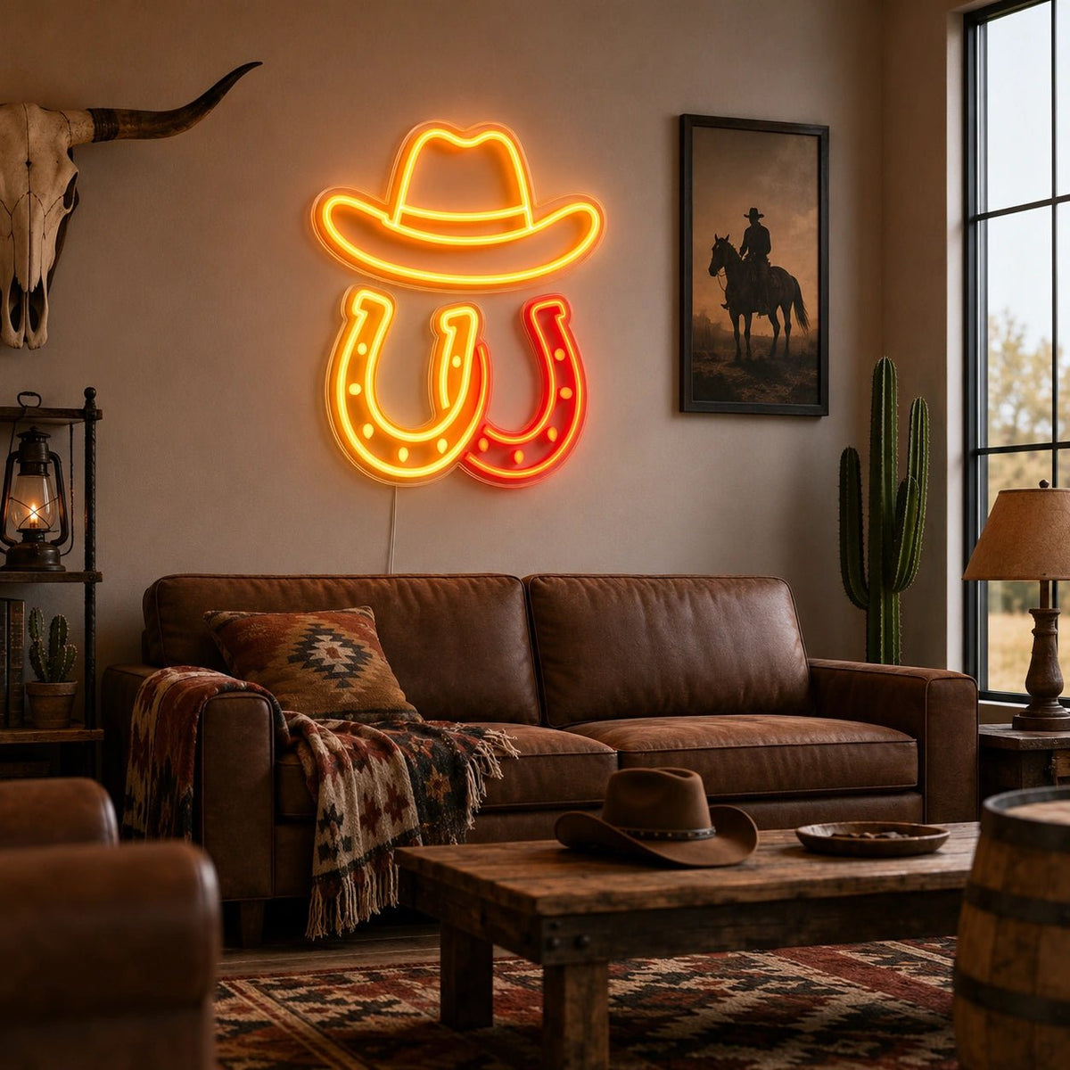 Cowboy Hat Horseshoes LED Neon Sign Man Cave Neon Sign - Shineneon