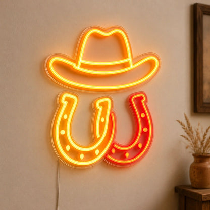Cowboy Hat Horseshoes LED Neon Sign Man Cave Neon Sign - Shineneon