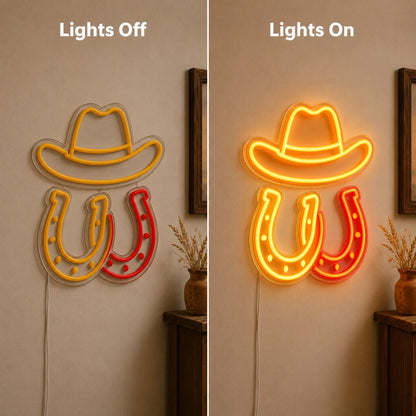 Cowboy Hat Horseshoes LED Neon Sign Man Cave Neon Sign - Shineneon