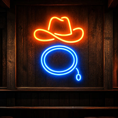 Cowboy Hat Lasso Loop Vintage LED Neon Sign high-converting product image