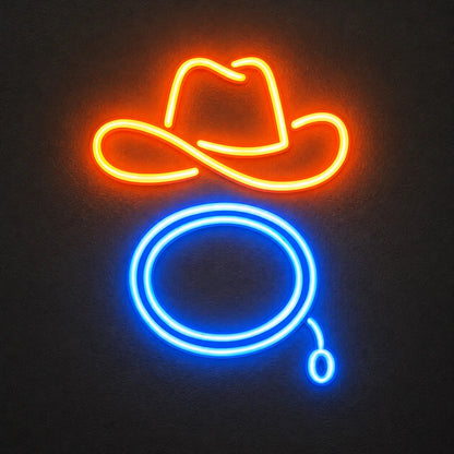 Cowboy Hat Lasso Loop Vintage LED Neon Sign - Shineneon