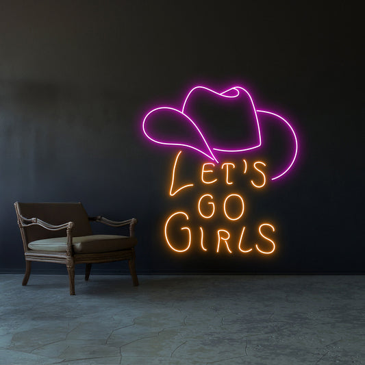 Cowboy Hat Lets Go Girls Led Sign