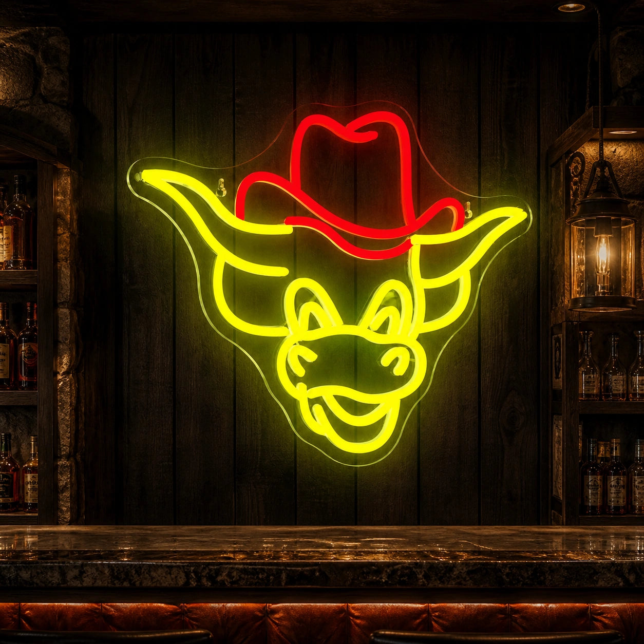 Cowboy Hat Longhorn Bull Vintage LED Neon Sign high-converting product image
