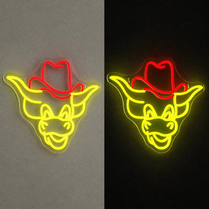 Cowboy Hat Longhorn Bull Vintage LED Neon Sign - Shineneon