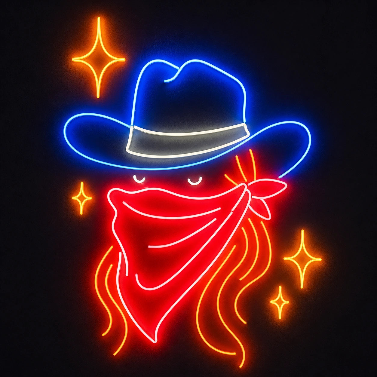 Cowboy Hat Minimal Outline Vintage LED Neon Sign main product image