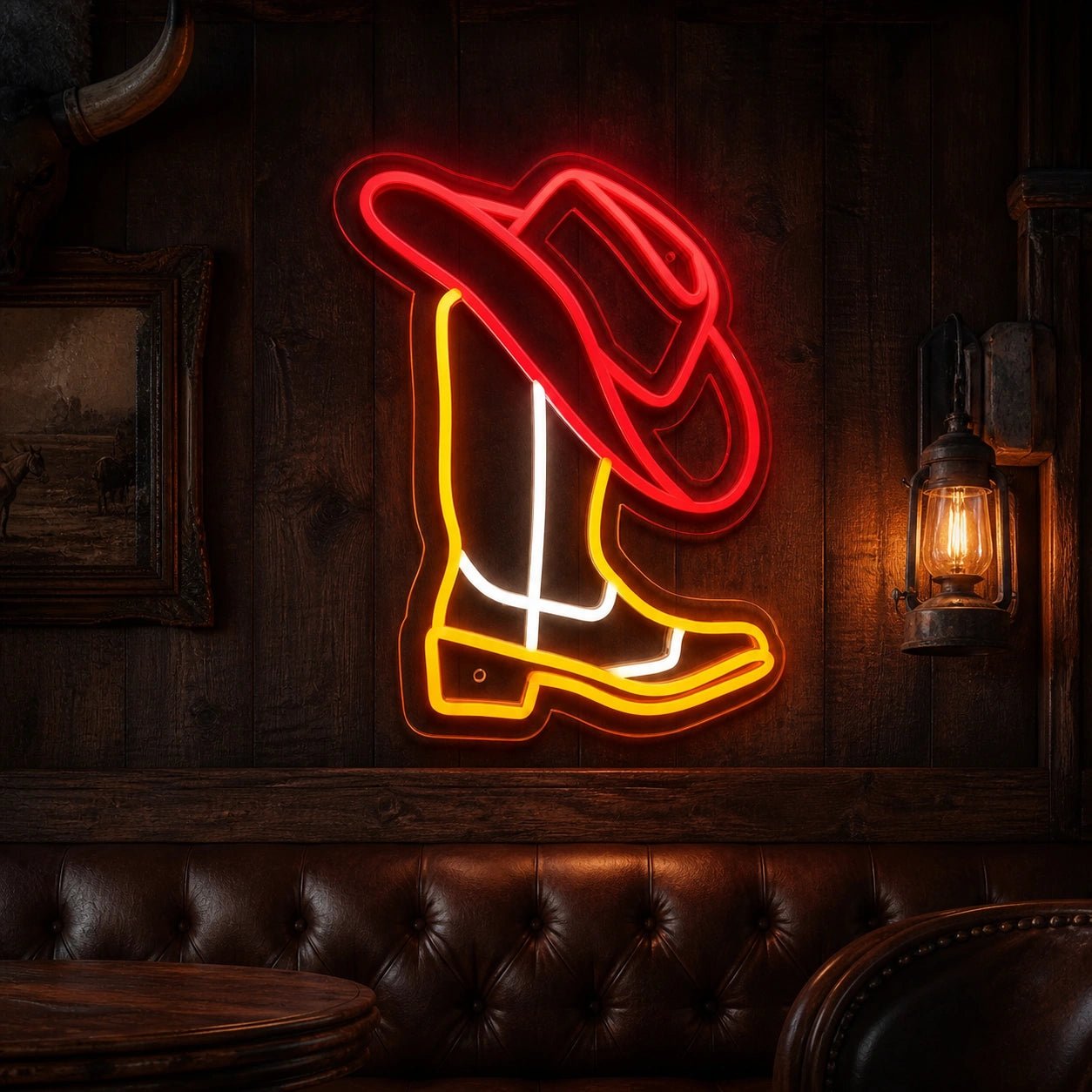 Cowboy Hat Outline Vintage LED Neon Sign - Shineneon