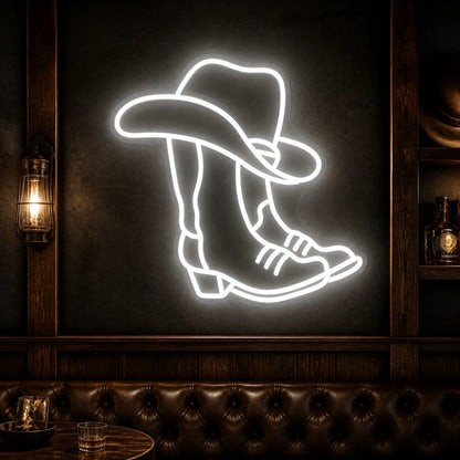 Cowboy Hat Over Boot Vintage LED Neon Sign high-converting product image