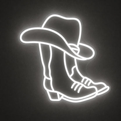 Cowboy Hat Over Boot Vintage LED Neon Sign main product image