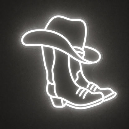Cowboy Hat Over Boot Vintage LED Neon Sign - Shineneon