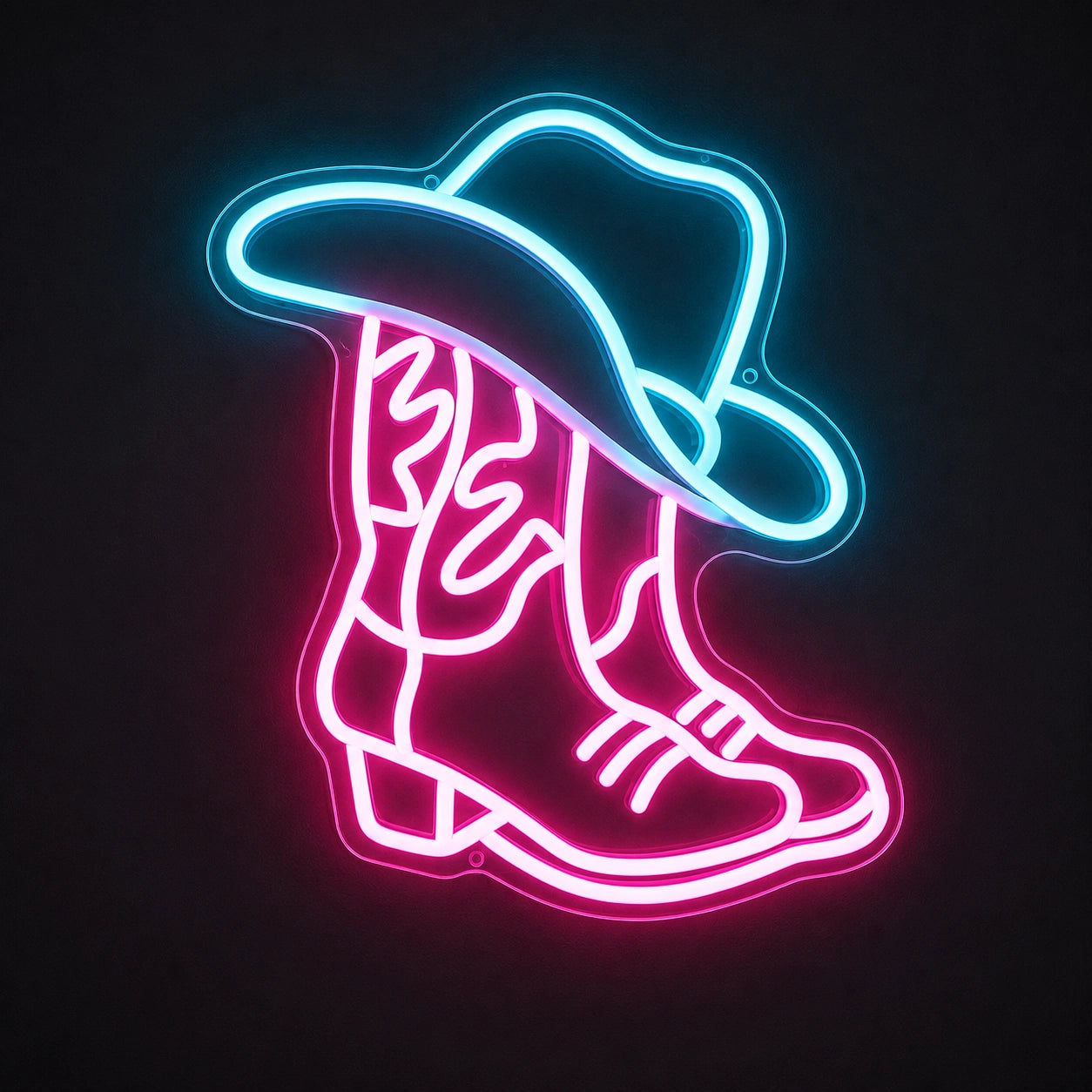 Cowboy Hat Over Pair Of Boots Vintage LED Neon Sign main product image