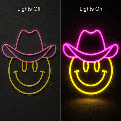Cowboy Hat Smiley Face LED Neon Sign - Shineneon