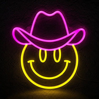 Cowboy Hat Smiley Face LED Neon Sign - Shineneon