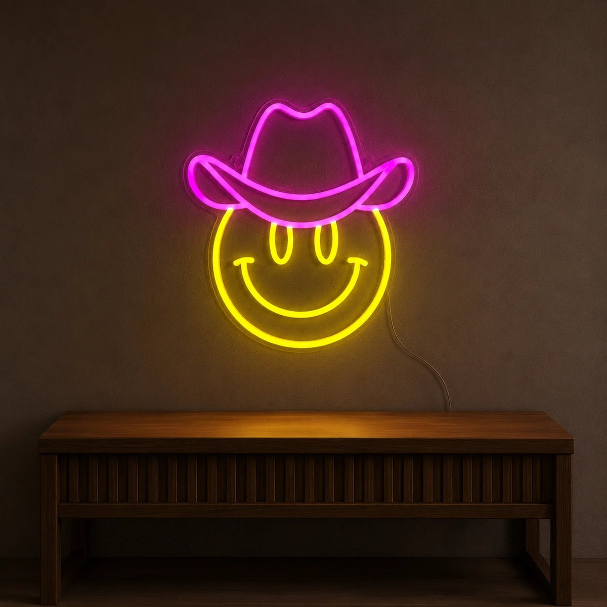 Cowboy Hat Smiley Face LED Neon Sign - Shineneon
