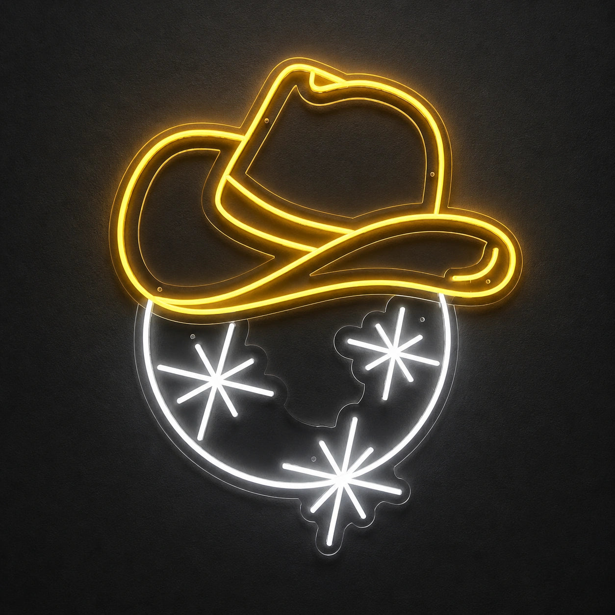 Cowboy Hat Sparkle Stars Vintage LED Neon Sign main product image