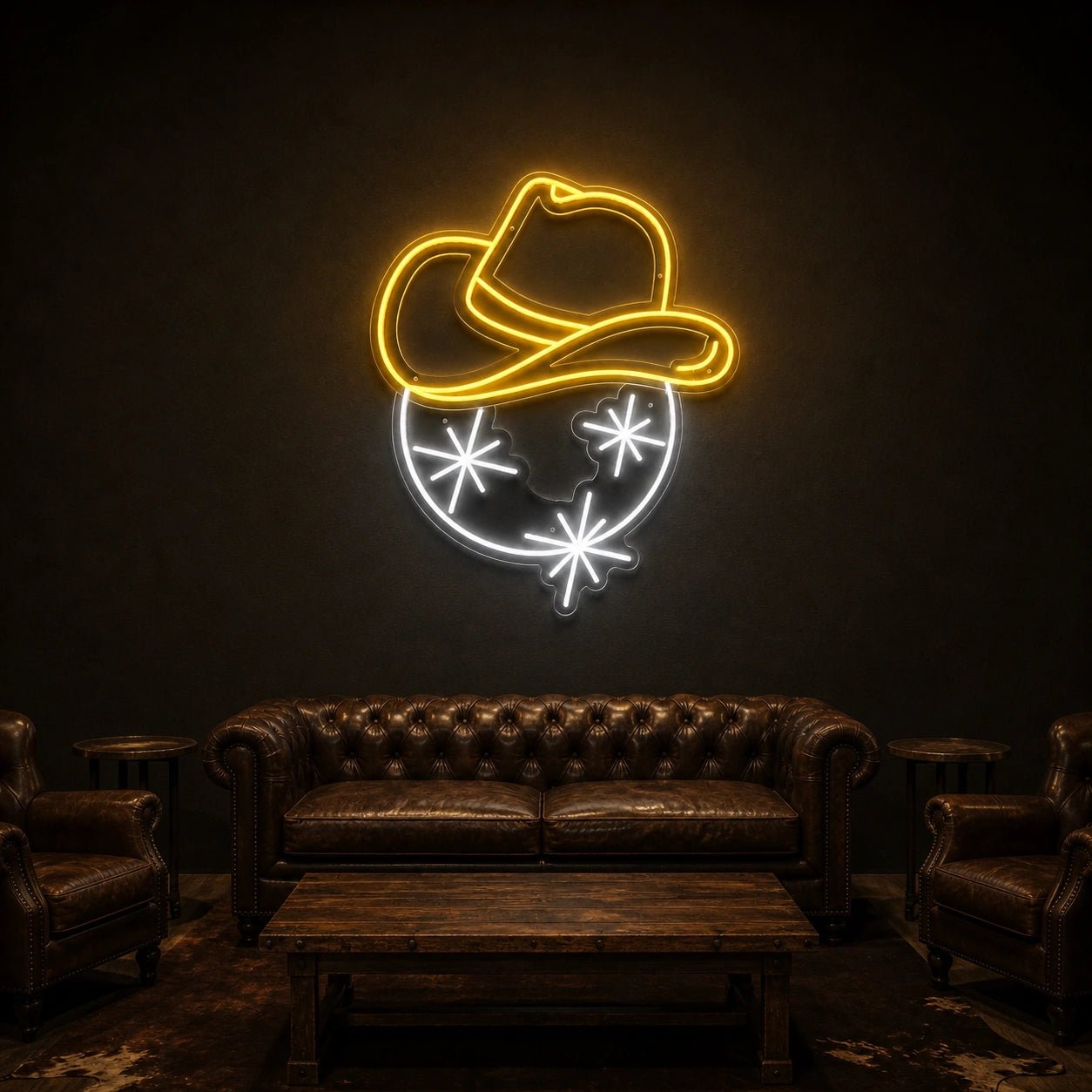 Cowboy Hat Sparkle Stars Vintage LED Neon Sign - Shineneon