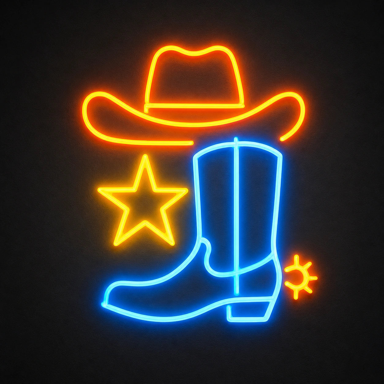 Cowboy Hat Star Boot Spur Vintage LED Neon Sign main product image