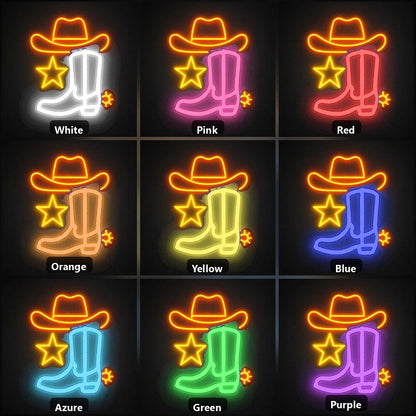 Cowboy Hat Star Boot Spur Vintage LED Neon Sign - Shineneon