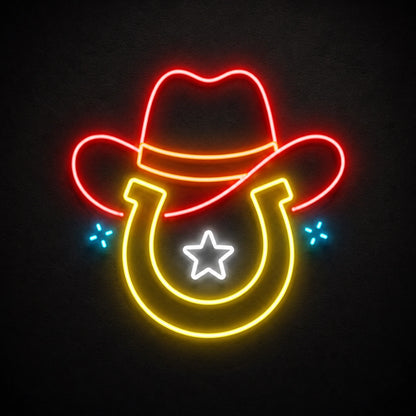 Cowboy Hat Star Horseshoe Vintage LED Neon Sign main product image