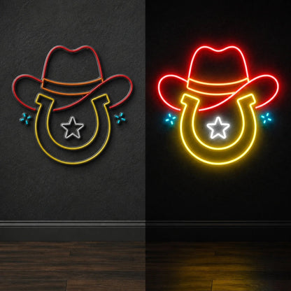 Cowboy Hat Star Horseshoe Vintage LED Neon Sign - Shineneon