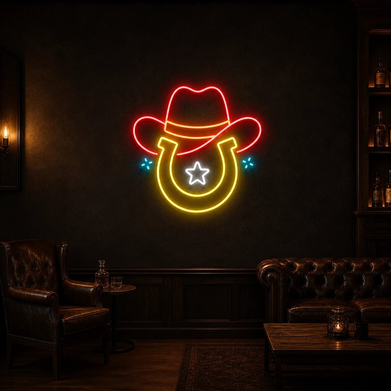 Cowboy Hat Star Horseshoe Vintage LED Neon Sign - Shineneon