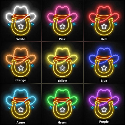 Cowboy Hat Star Horseshoe Vintage LED Neon Sign - Shineneon