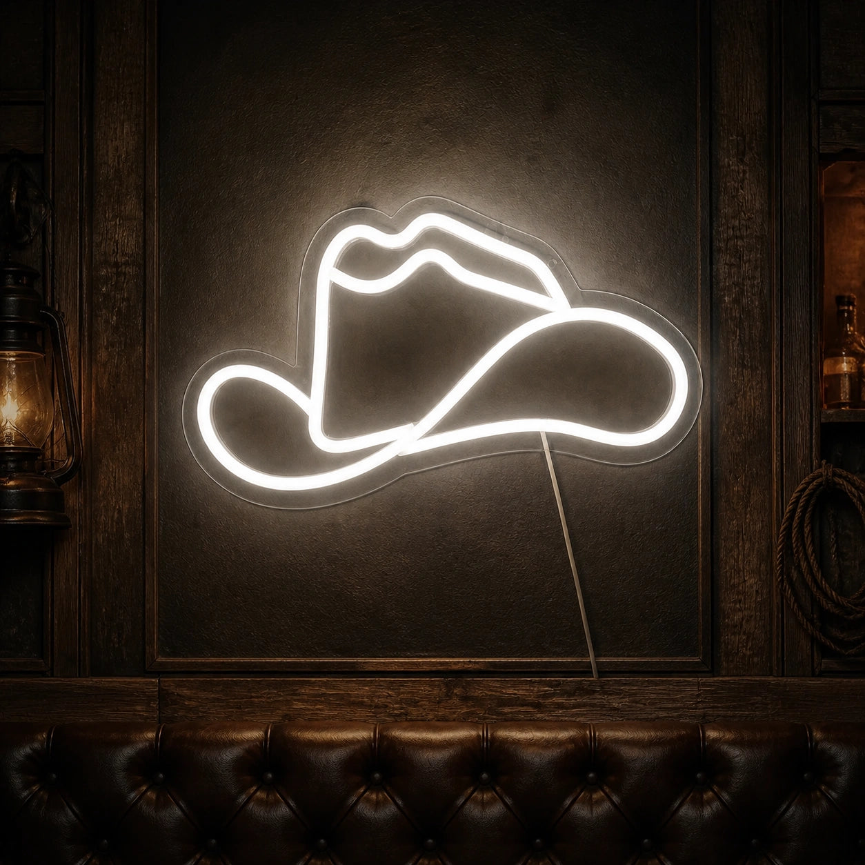 Cowboy Hat With Lasso Brim Vintage LED Neon Sign high-converting product image