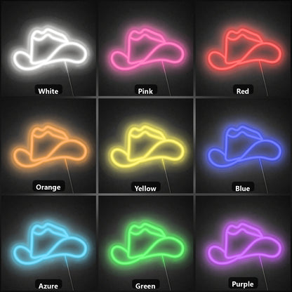 Cowboy Hat With Lasso Brim Vintage LED Neon Sign color grid