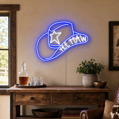 Cowboy Hat With Yee Haw LED Neon Sign - Shineneon