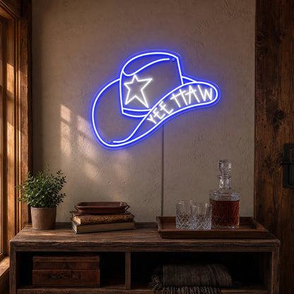 Cowboy Hat With Yee Haw LED Neon Sign - Shineneon