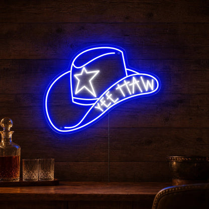 Cowboy Hat With Yee Haw LED Neon Sign - Shineneon