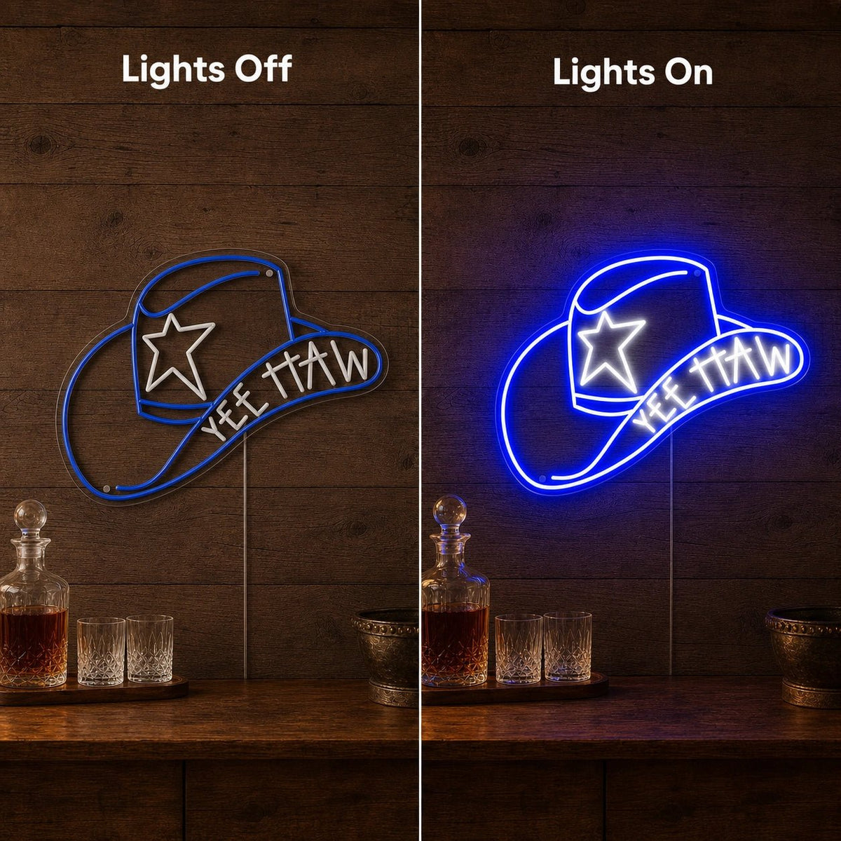 Cowboy Hat With Yee Haw LED Neon Sign - Shineneon