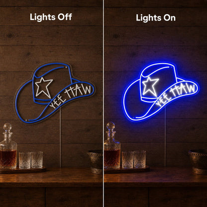 Cowboy Hat With Yee Haw LED Neon Sign - Shineneon