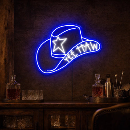 Cowboy Hat With Yee Haw LED Neon Sign - Shineneon